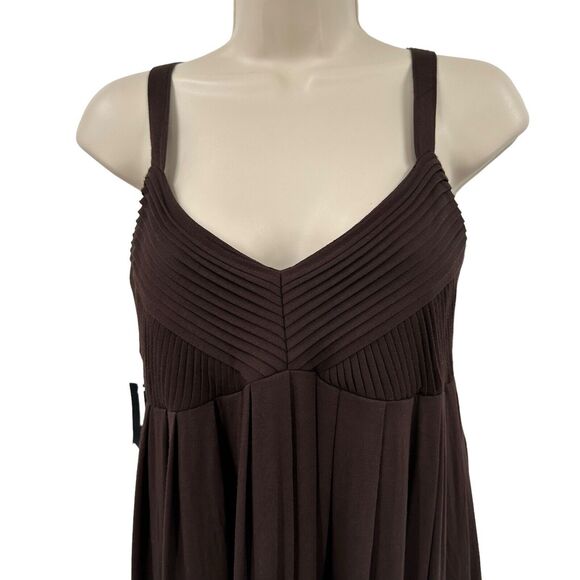 New Directions Dress Small 4 Brown Jersey Mini Babydoll Fit & Flare Casual NEW - Picture 2 of 7